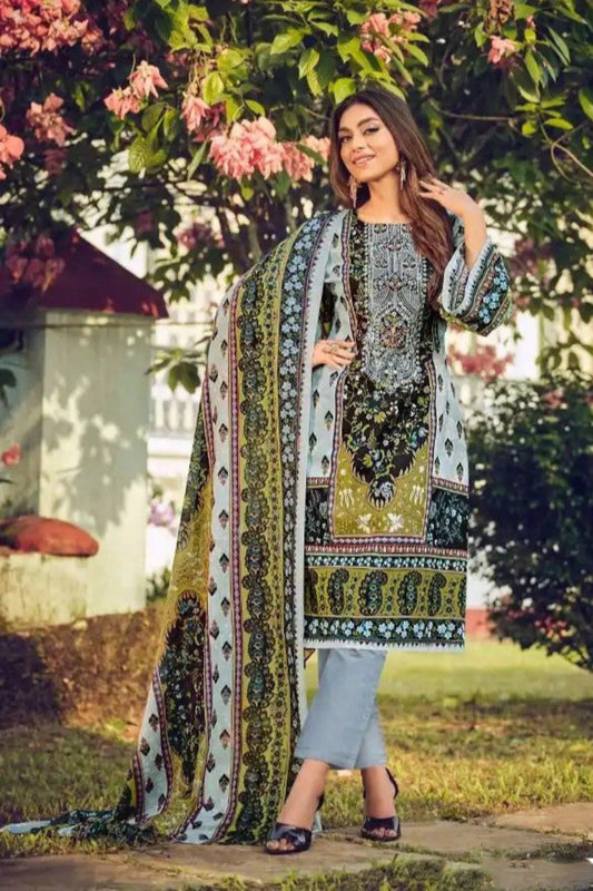 Steel blue cotton outfit with a calm and contemporary appeal, ideal for casual wear, office days, and relaxed festive occasions.
