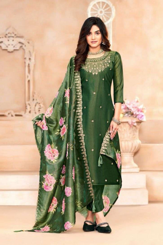 Dark green cotton outfit with a timeless and earthy tone—ideal for festive wear, office days, or traditional gatherings.
