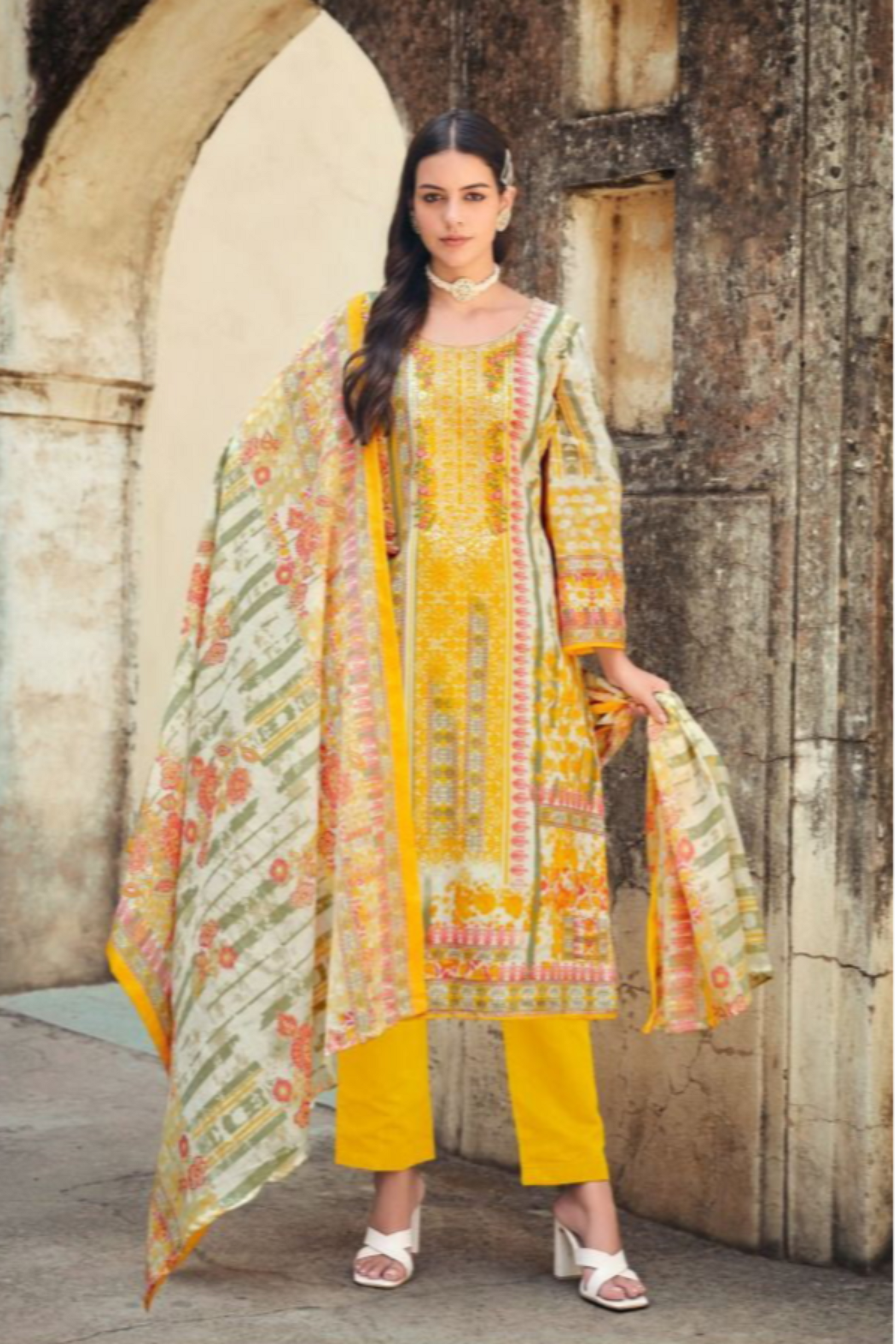 Yellow color salwar kameez radiates warmth and vibrance, making it an ideal pick for festive occasions and cheerful daywear.
