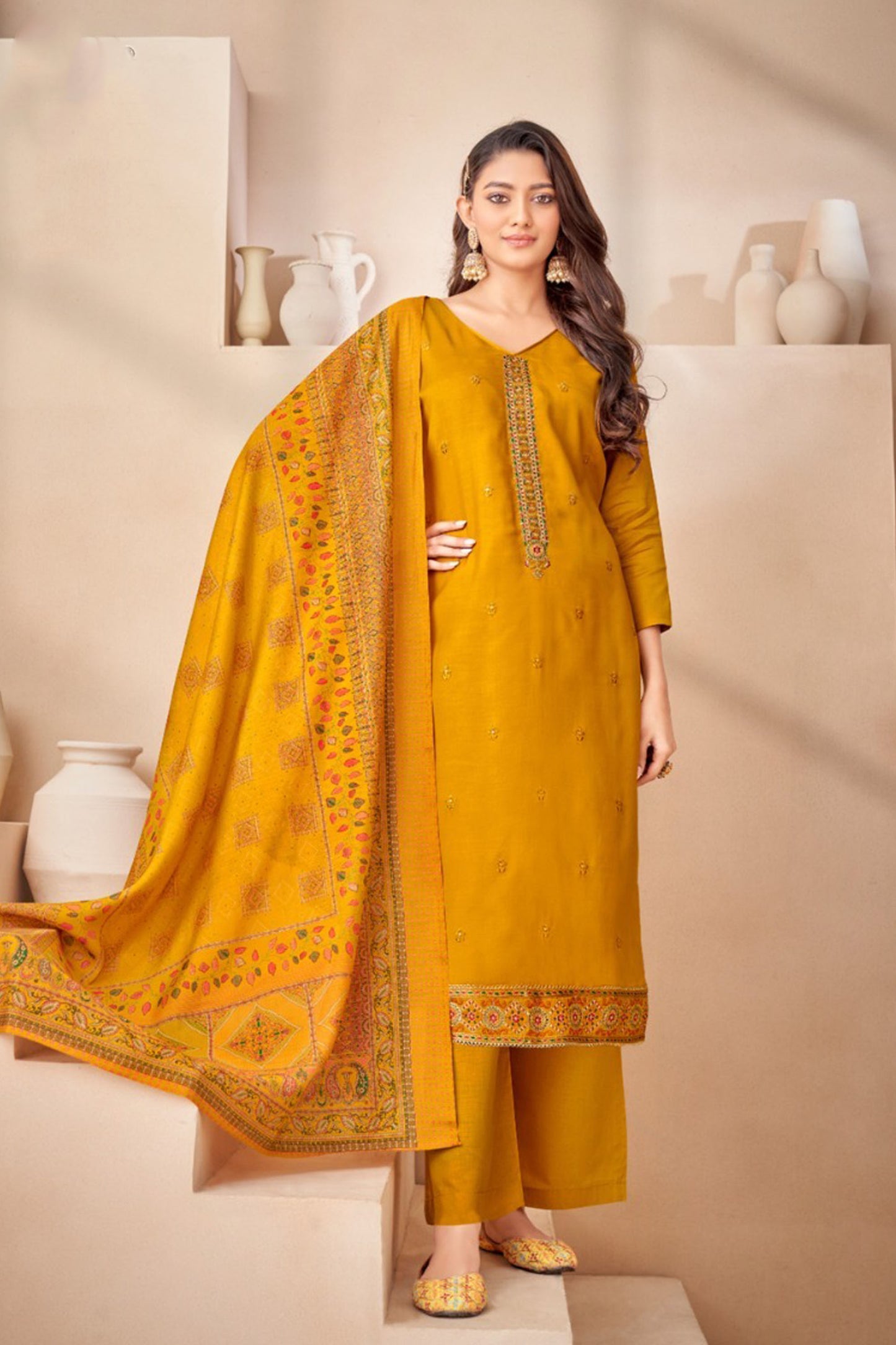 Yellow colour cotton wear brings sunshine and joy – ideal for Haldi, Eid, or summer events.
