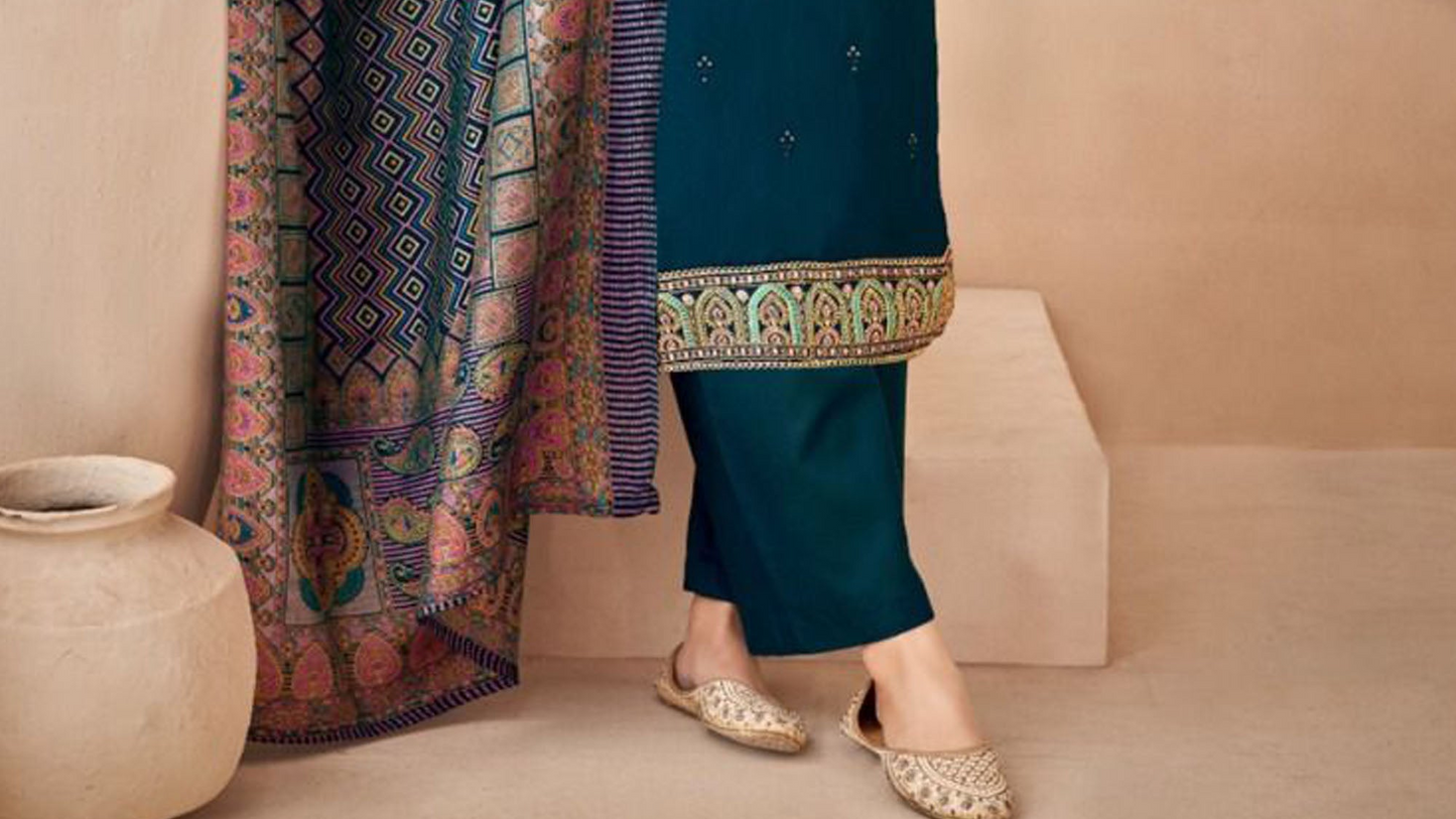 Blue designer Indian wedding festival wear salwar kameez with dupatta