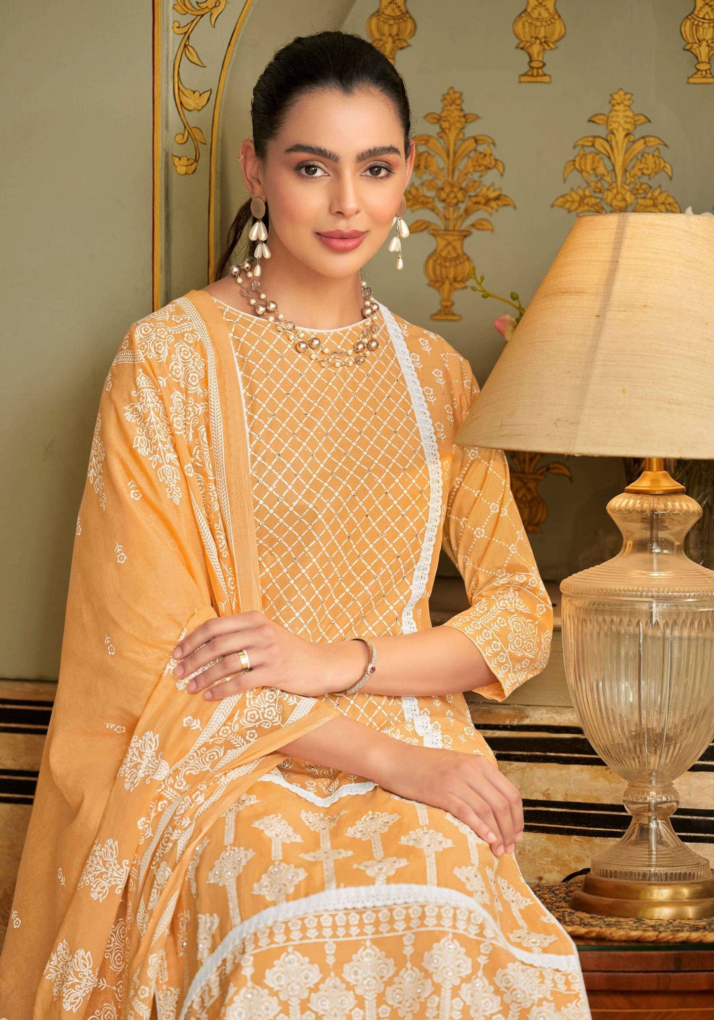 Yellow colour cotton wear brings sunshine and joy – ideal for Haldi, Eid, or summer events.
