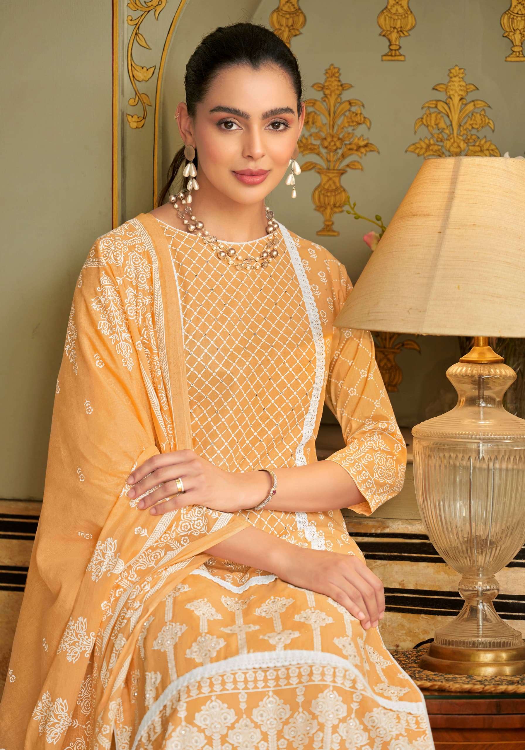 Yellow colour cotton wear brings sunshine and joy – ideal for Haldi, Eid, or summer events.
