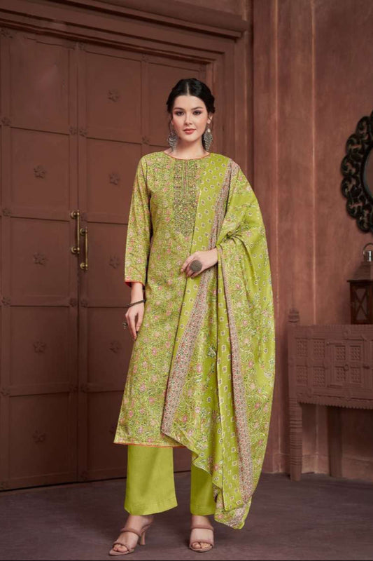 Pistachio green cotton wear exudes calm elegance and freshness—ideal for weddings, Eid, or summer gatherings.