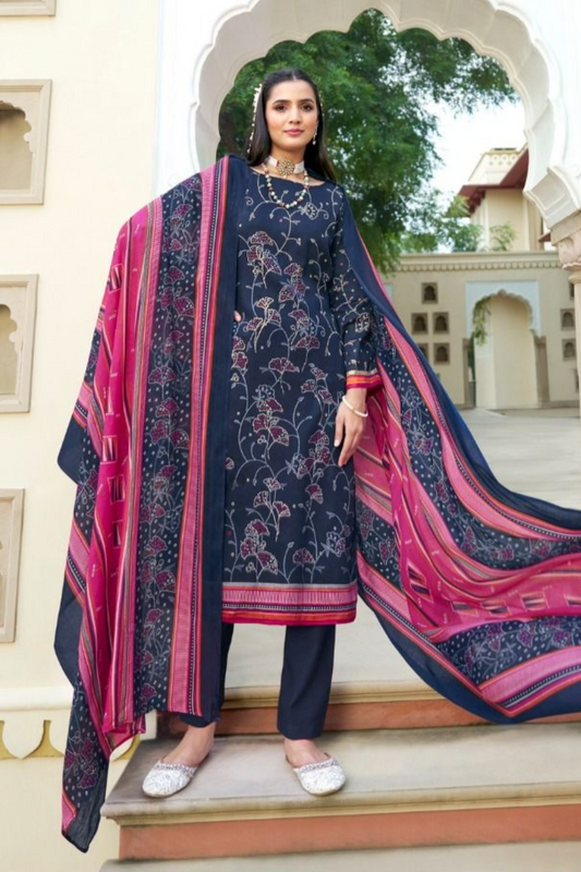 Dark blue salwar kameez exudes timeless elegance, making it a perfect choice for formal events and evening gatherings.
