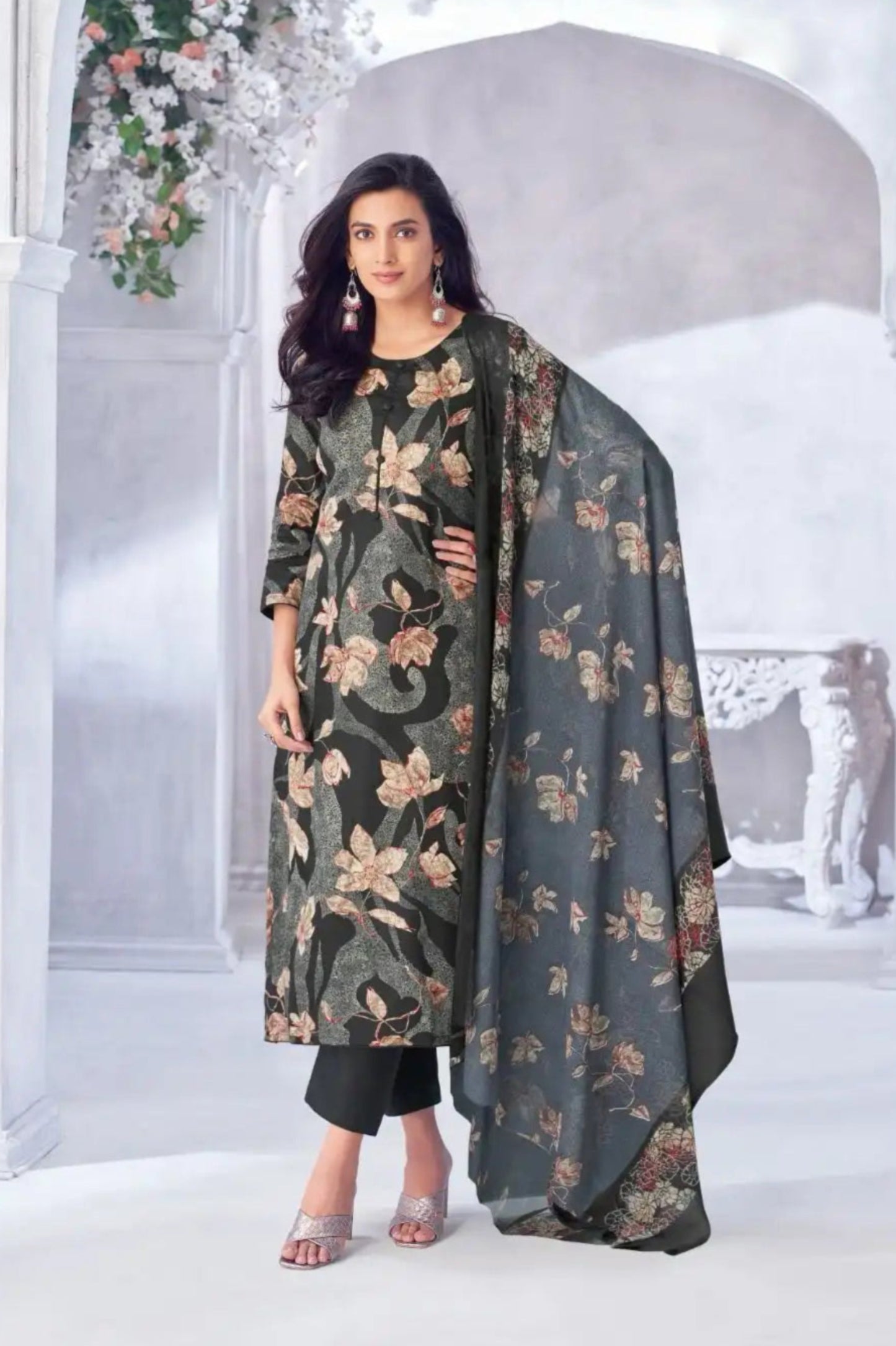 Black cotton outfit with a timeless and versatile appeal, perfect for everyday elegance, evening events, and festive gatherings.
