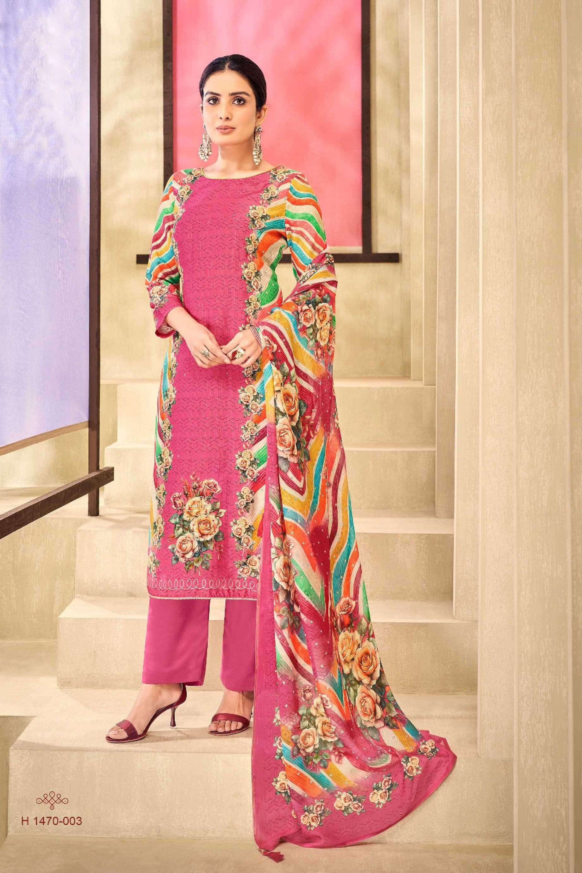 Indian Cotton Designer Printed Shalwar Kameez Suit For Everyday Wear
