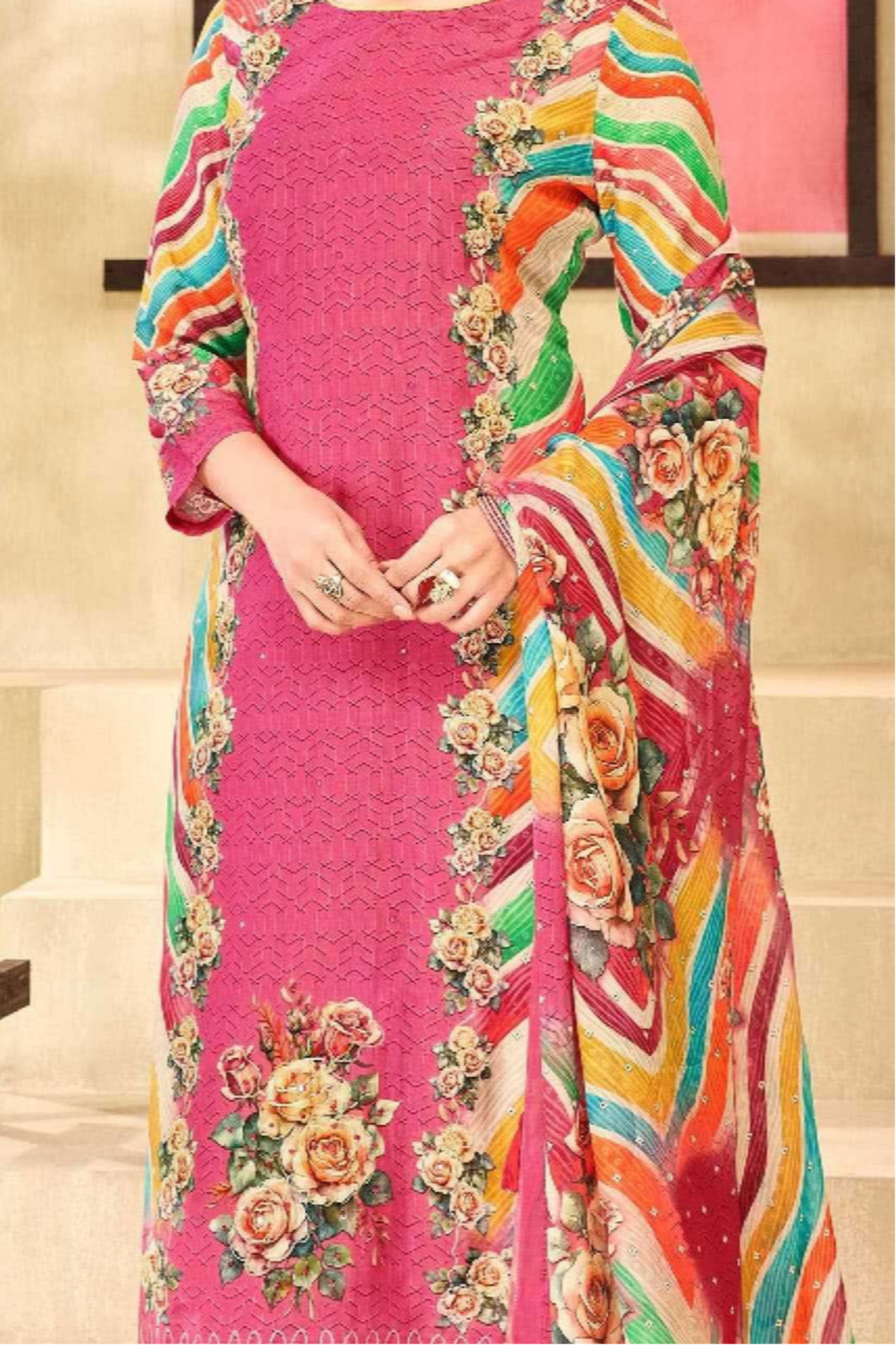 Indian Cotton Designer Printed Shalwar Kameez Suit For Everyday Wear
