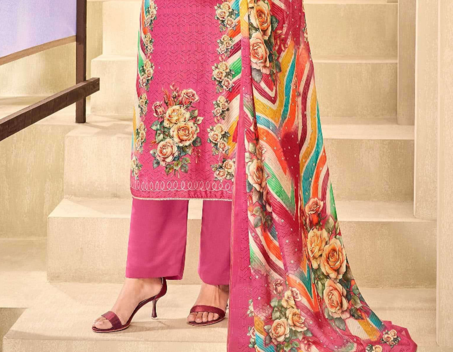 Indian Cotton Designer Printed Shalwar Kameez Suit For Everyday Wear
