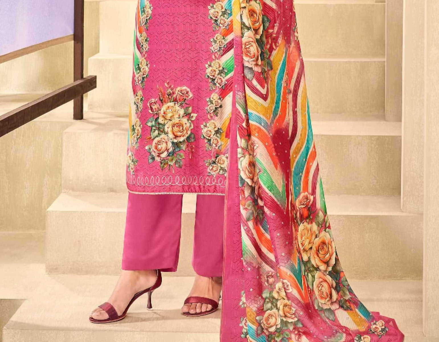 Indian Cotton Designer Printed Shalwar Kameez Suit For Everyday Wear

