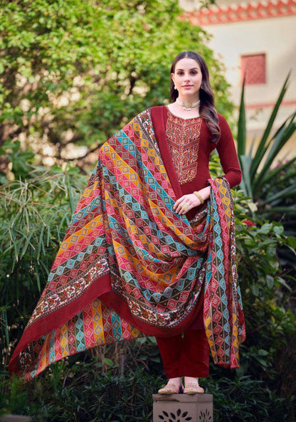 party and Everyday Wear Dark Red color shalwar kameez For Reception
