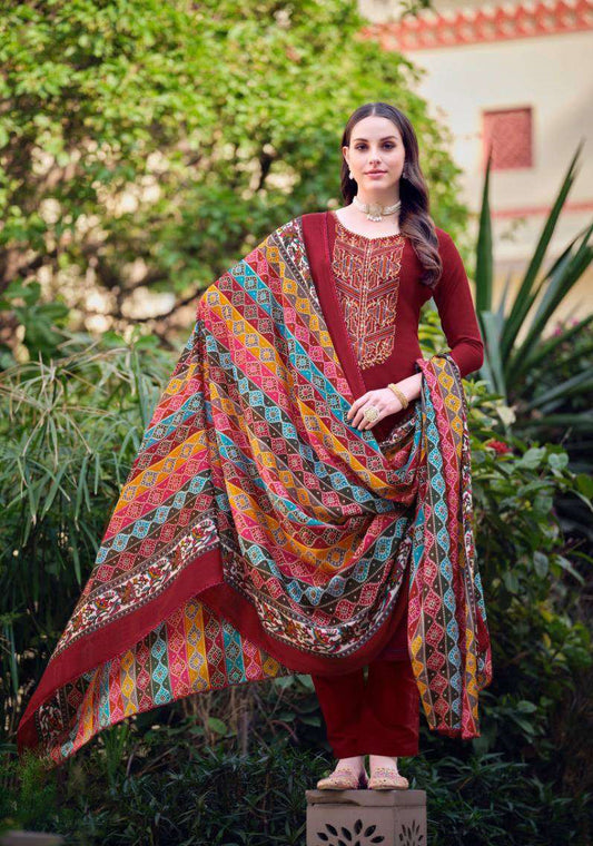 party and Everyday Wear Dark Red color shalwar kameez For Reception
