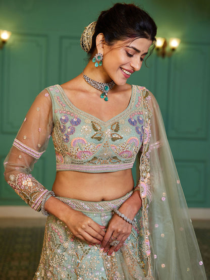 "Stylish lehengas for U.S.-based Indian functions."

