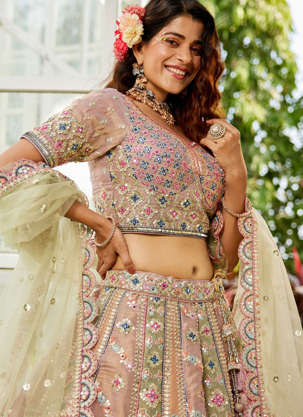 "Desi lehengas for American celebrations."
