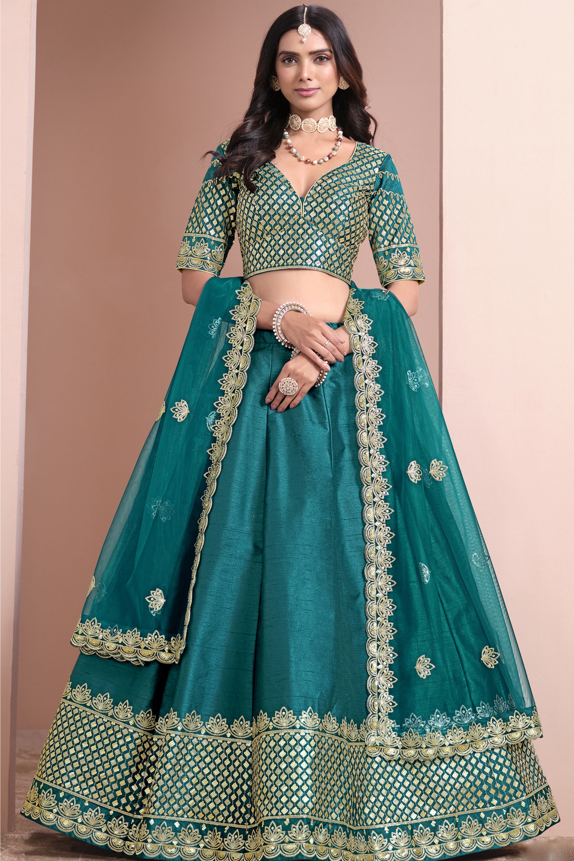 "Lehengas for Indian weddings in the USA."
