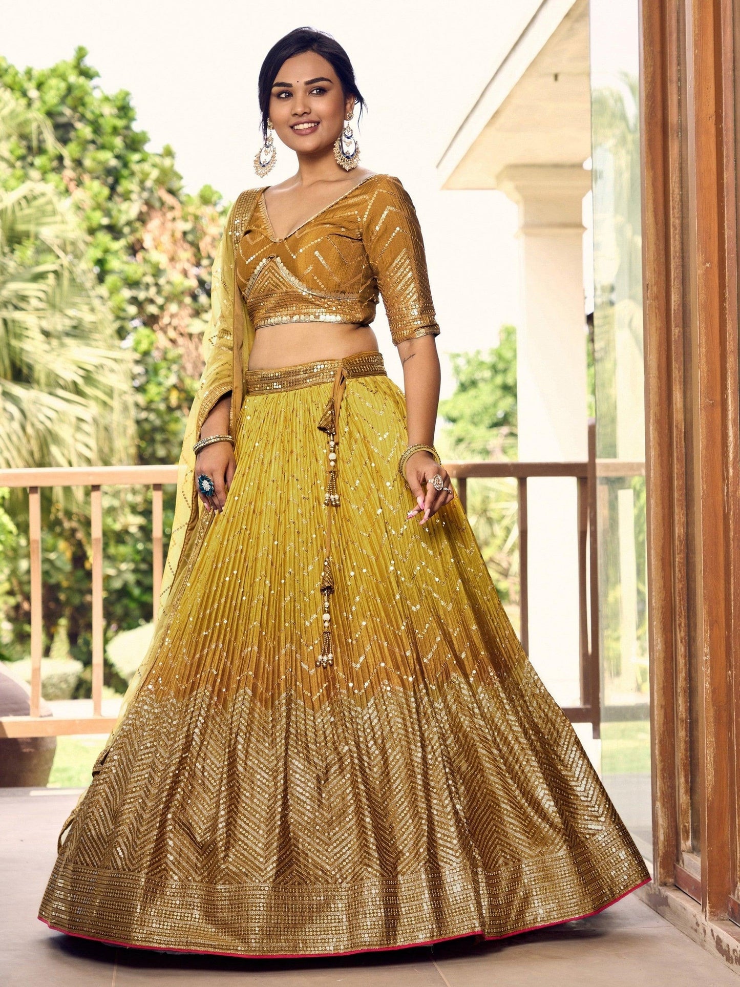 "Cultural event lehengas for Indian families in America."
