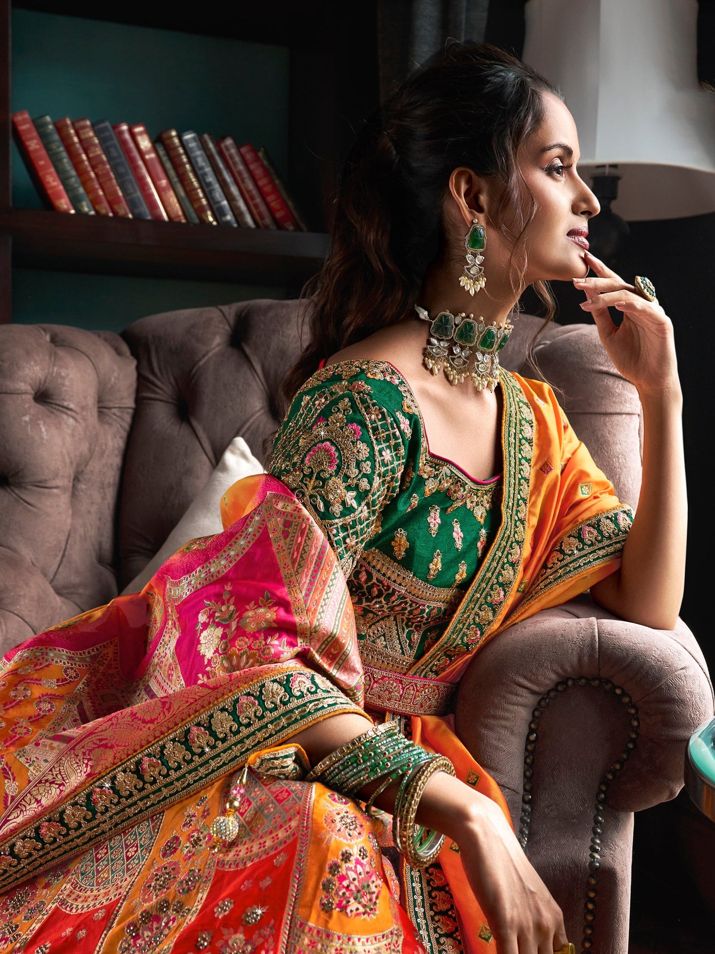 "Lehengas made for Indian functions across the USA."
