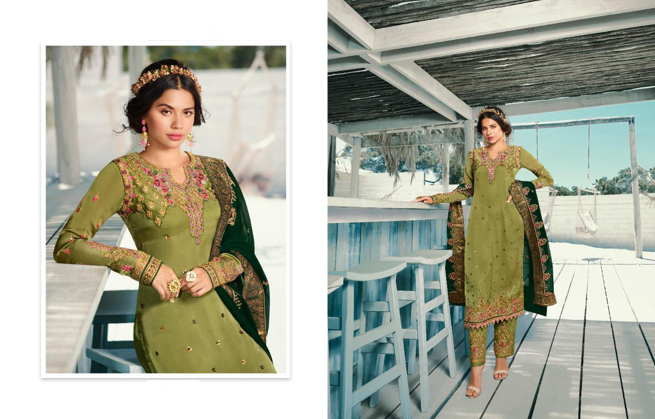 Plus Size Ready-To-Wear Salwar Kameez in Pistachio Green - Full Outfit Display