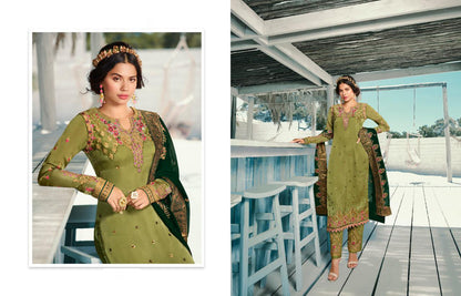 Plus Size Ready-To-Wear Salwar Kameez in Pistachio Green - Full Outfit Display