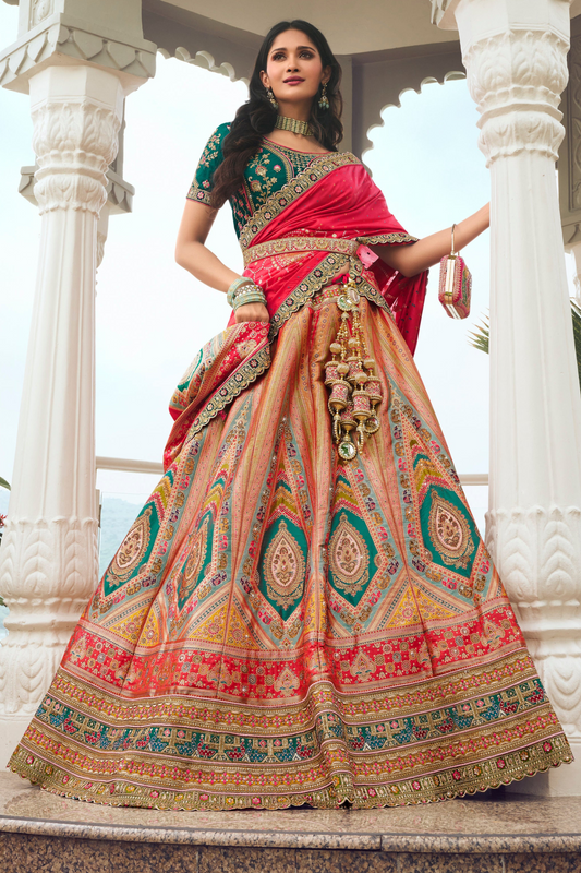 "Celebrate traditions in the USA with our lehengas."
