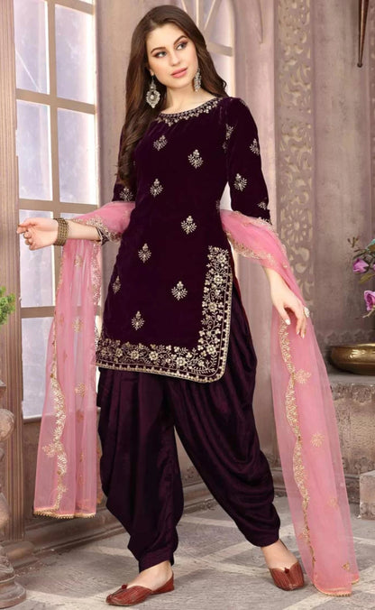 Designer Stitched Velvet Salwar Kameez Dupatta Dresses Function Party Wear