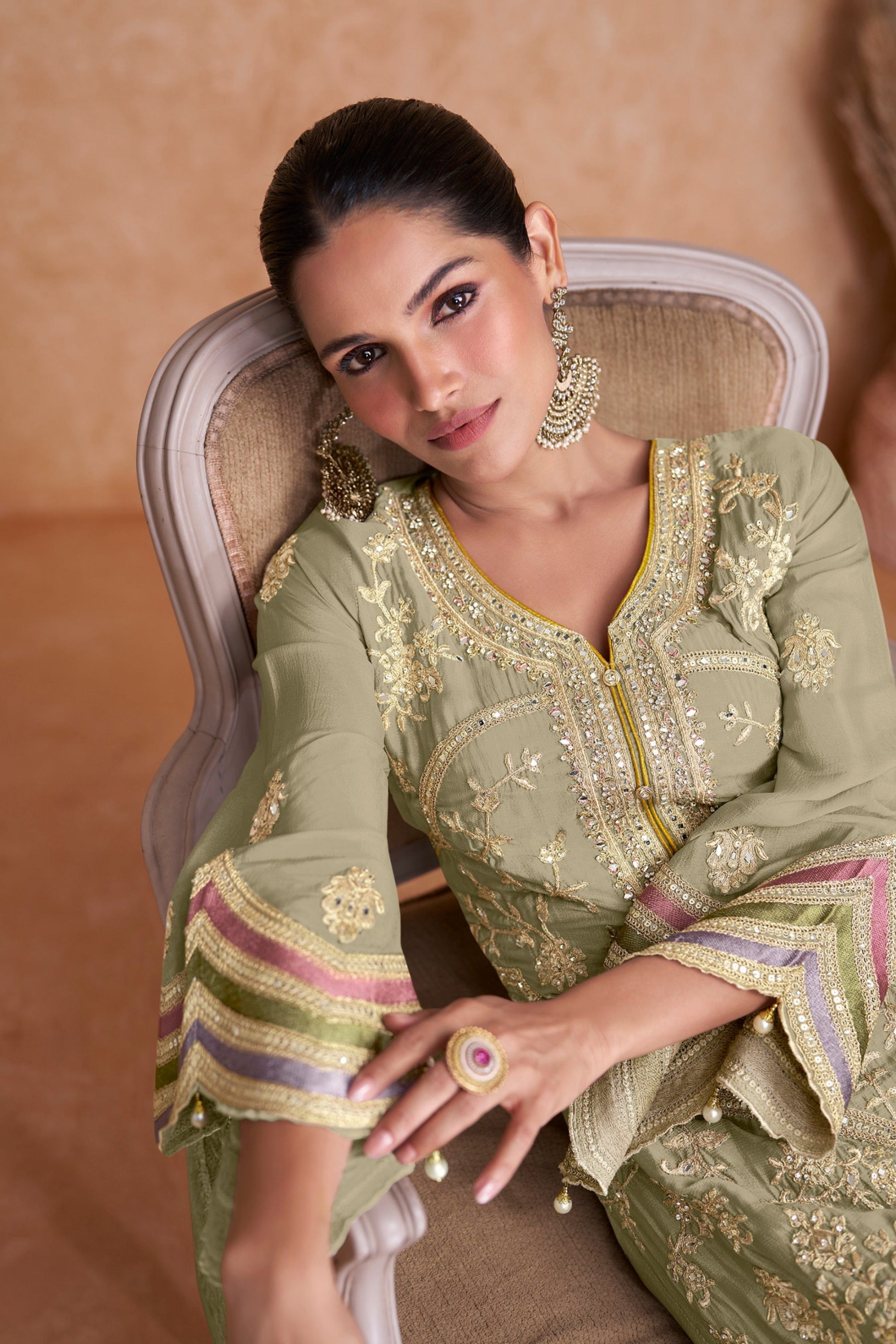 Pista Green Pakistani Indian Salwar Suit Ready to Wear - Elegant Ethnic Dress