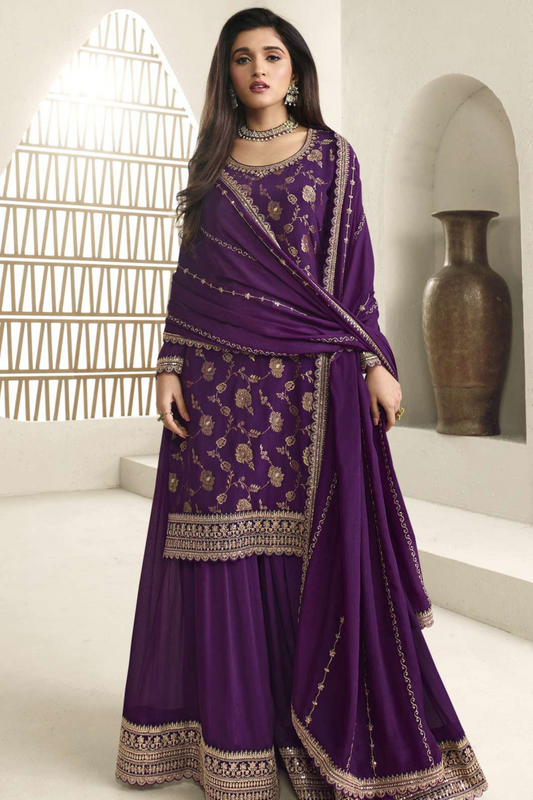 Designer Shalwar Kameez Palazzo with Dupatta for Eid Ramadan Party