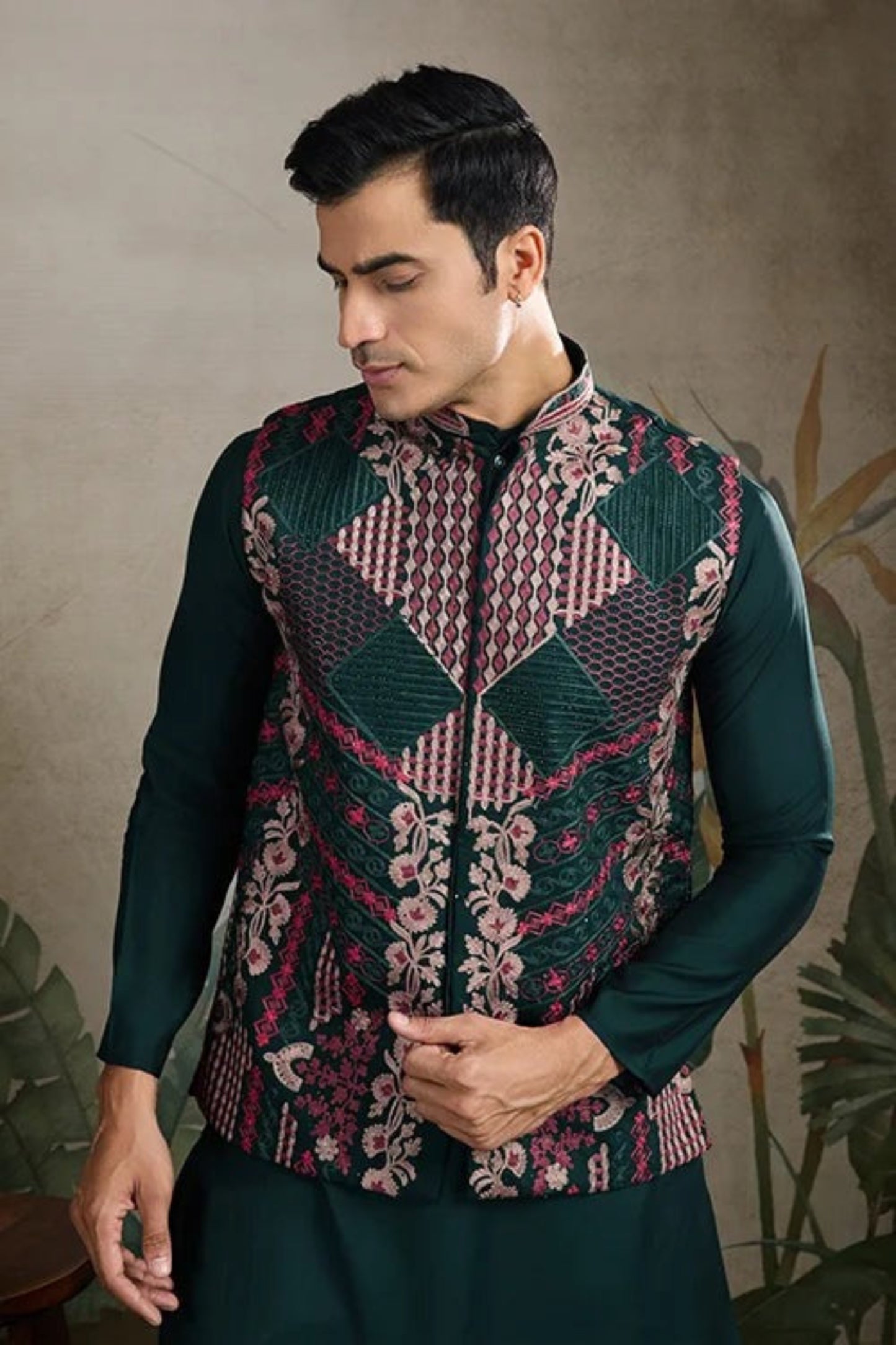 Exclusive Green Color Viscose Silk Kurta Set For Man Real Mirror Work With Matching Pant
