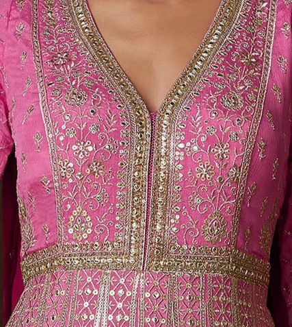 Beautiful Heavy Embroidery Worked Stylish Real Georgette Anarkali Gown Dupatta Suits 
