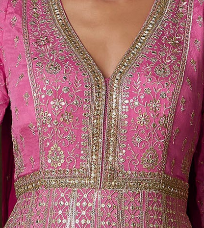 Beautiful Heavy Embroidery Worked Stylish Real Georgette Anarkali Gown Dupatta Suits 