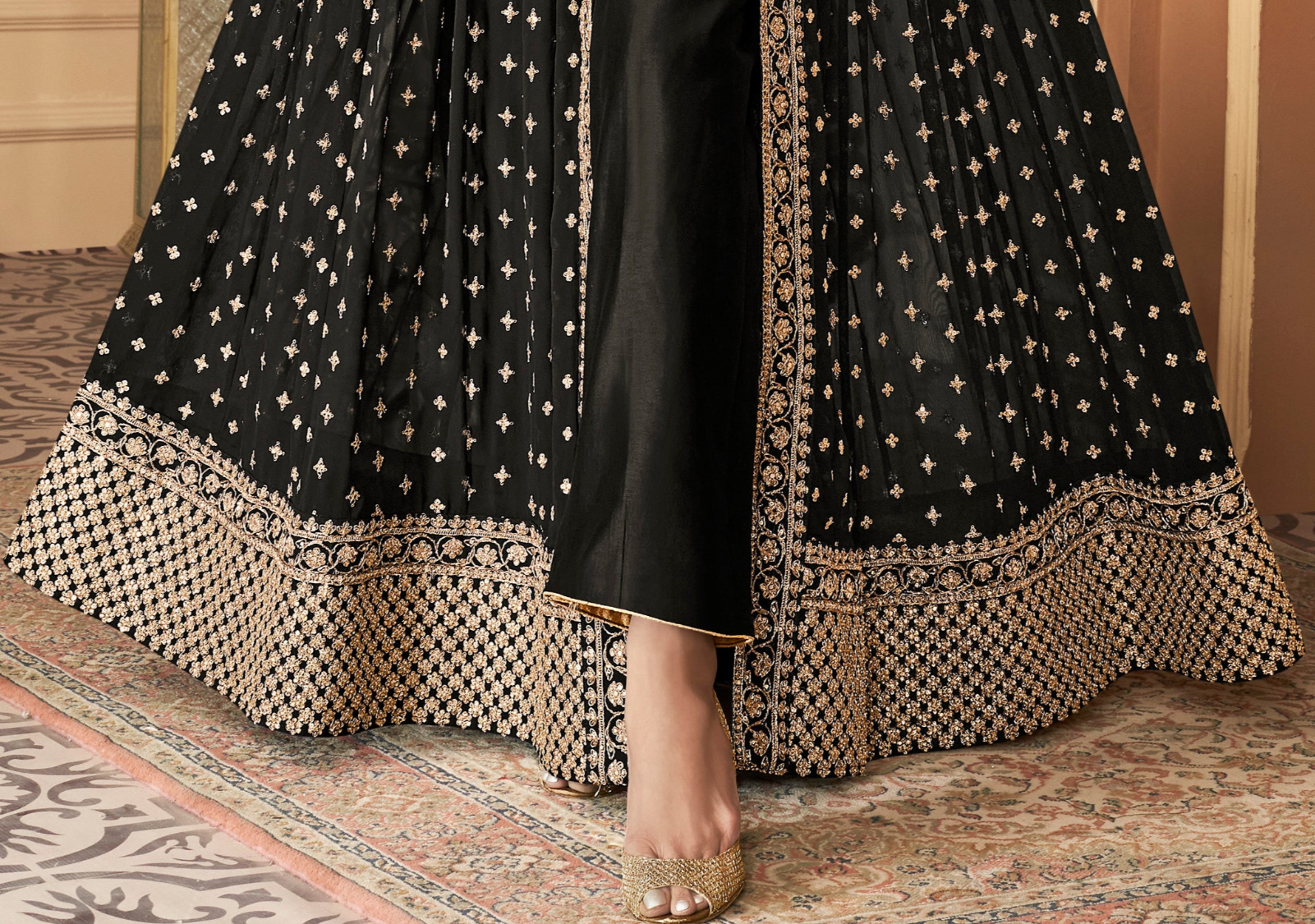 Embroidered Real Georgette Anarkali Gown With Dupatta For Wedding