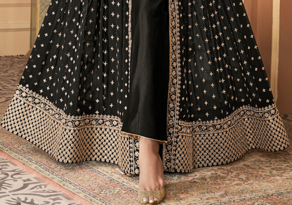 Embroidered Real Georgette Anarkali Gown With Dupatta For Wedding