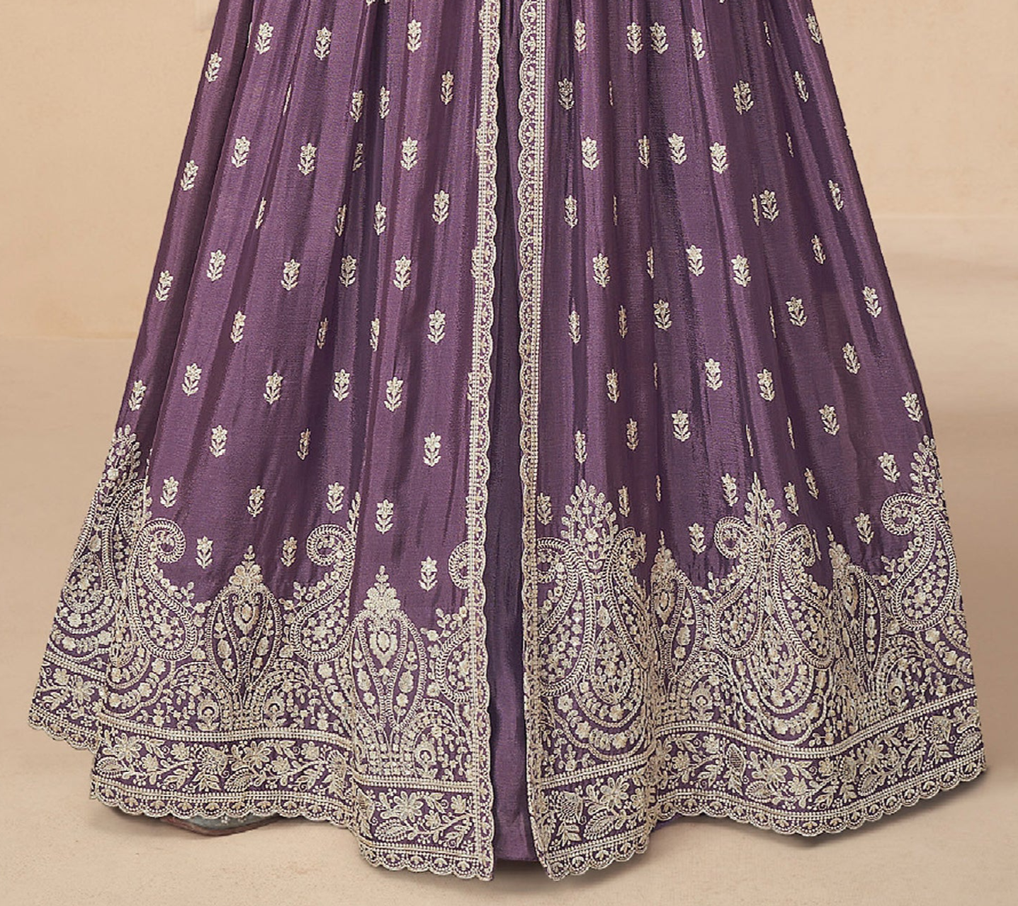 Bollywood Wedding Wear Stitched Heavy Dull Santoon Lavender Anarkali Dress Dupatta Gown Suit's