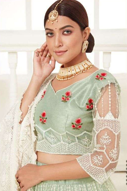 Designer Bridal Lehenga Choli With Heavy Net Dupatta - Detail Shot