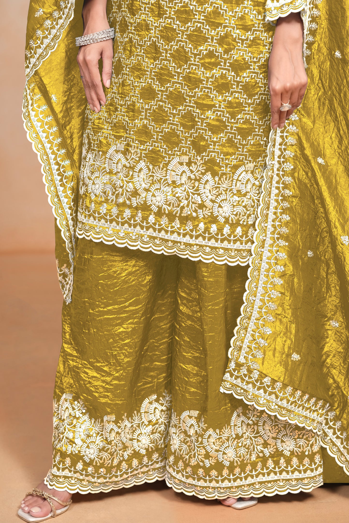 Stylish Indian Traditional Women’s Salwar Kameez Palazzo Outfit.