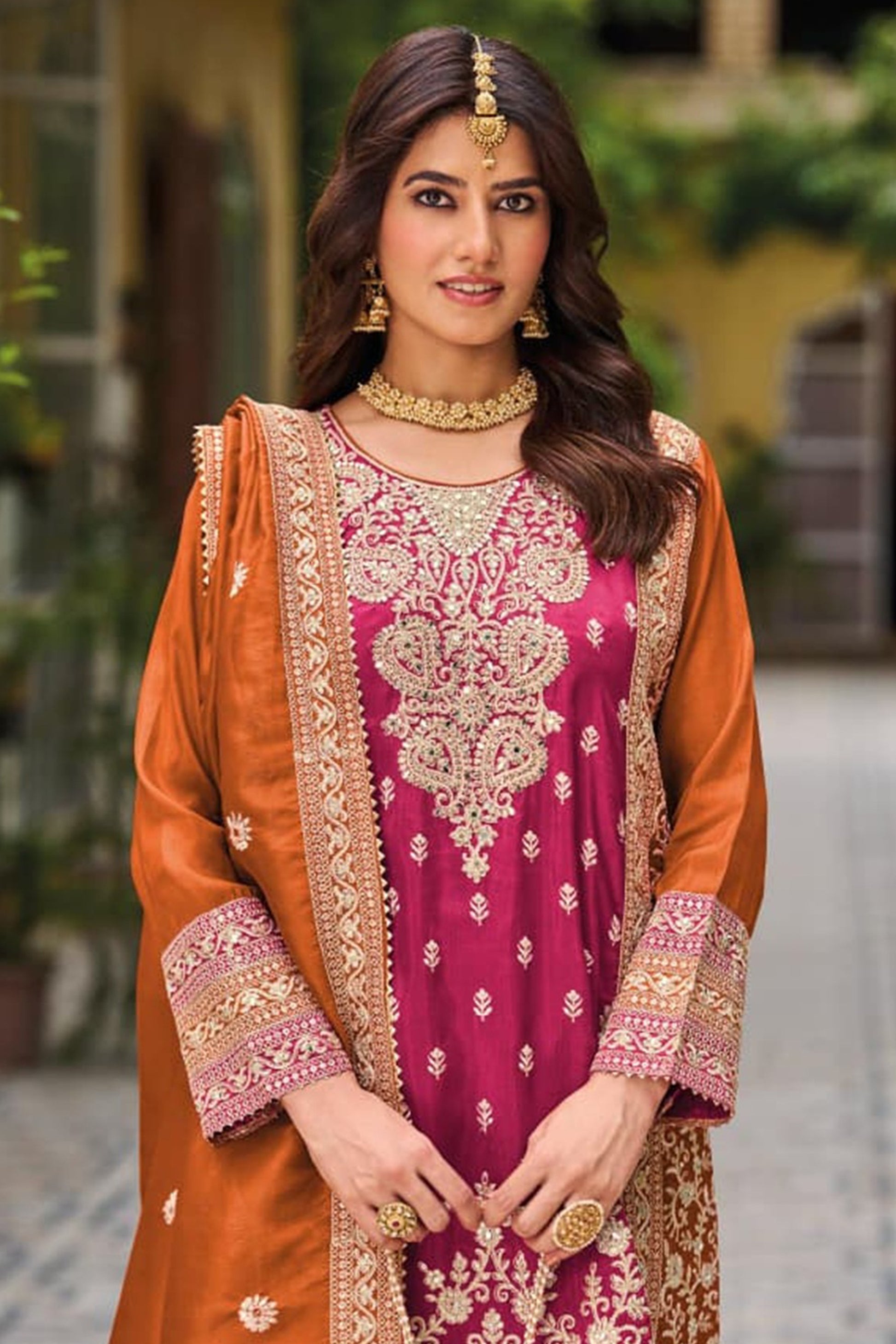 Pink Designer Heavy Embroidery Work Wedding Suit Festival Wear