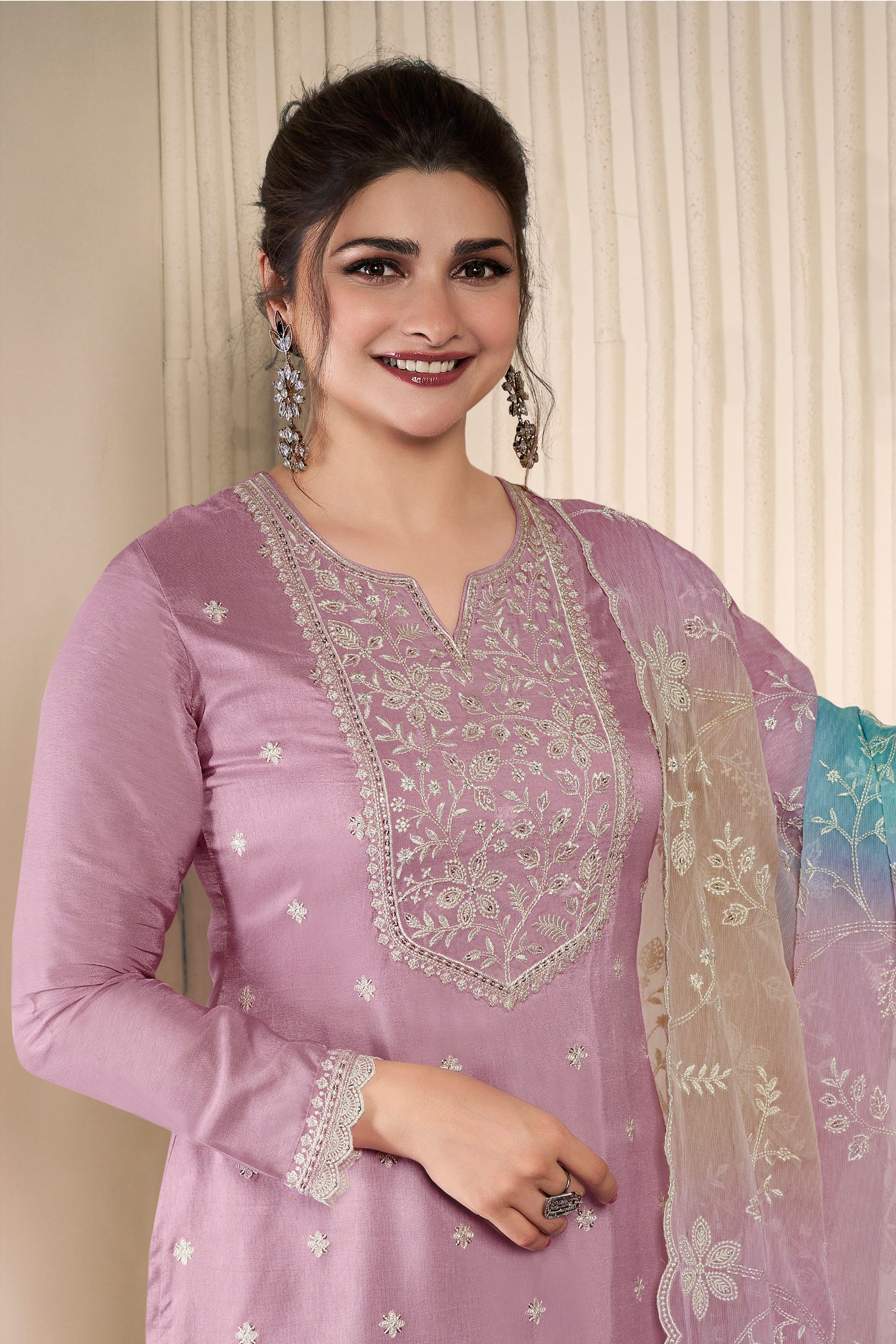 Gorgeous Pink Silk Embroidered Salwar Kameez For Weddings End Parties