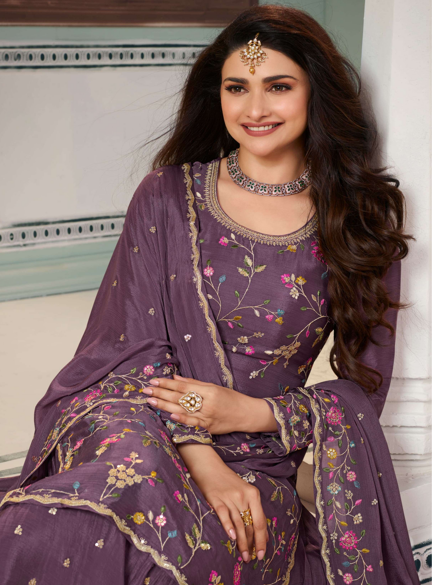 Ethnic Party Wear Heavy Embroidery Worked Shalwar Kameez Palazzo Dresses