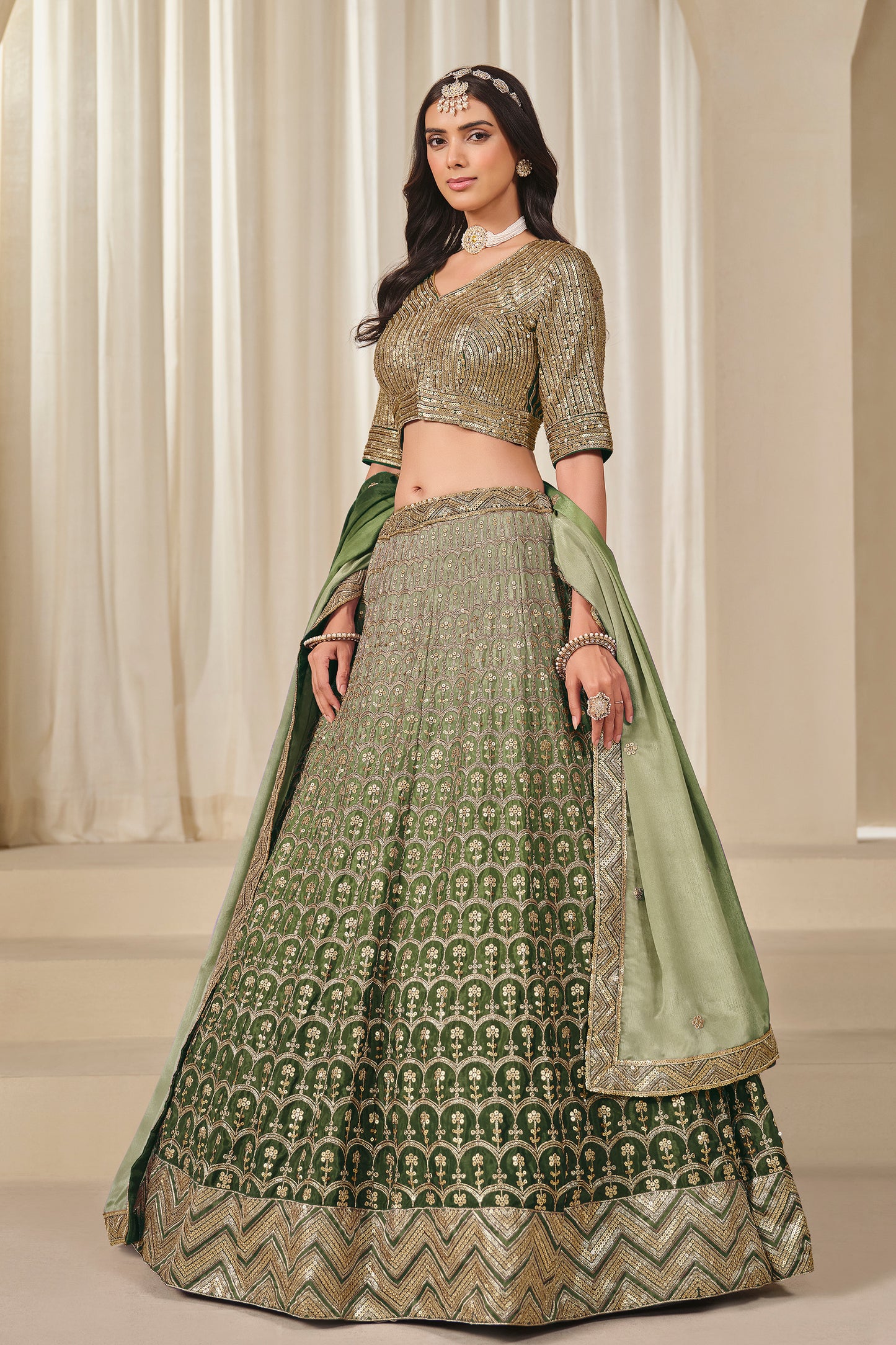 Designer Silk Thread Work Lehenga Choli For Women Party And Wedding Wear