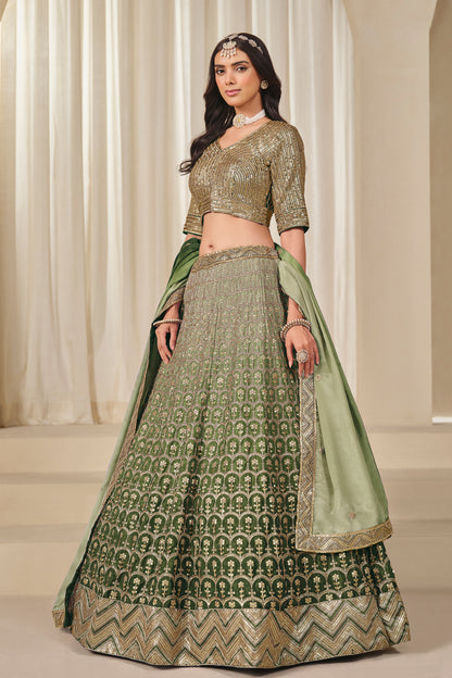 Designer Silk Thread Work Lehenga Choli For Women Party And Wedding Wear