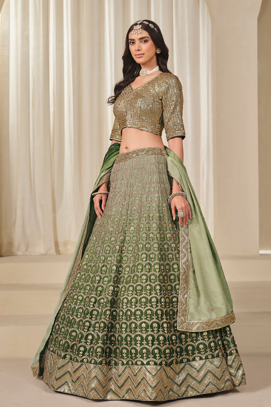 Designer Silk Thread Work Lehenga Choli For Women Party And Wedding Wear