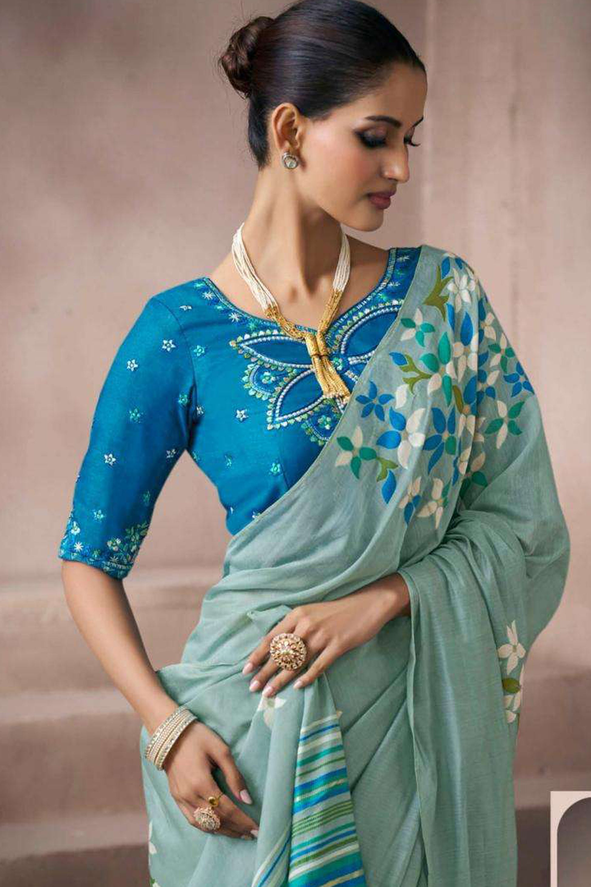 Designer Fancy Worked Saree With Tassels Ready To Wear Ethnic Outfit