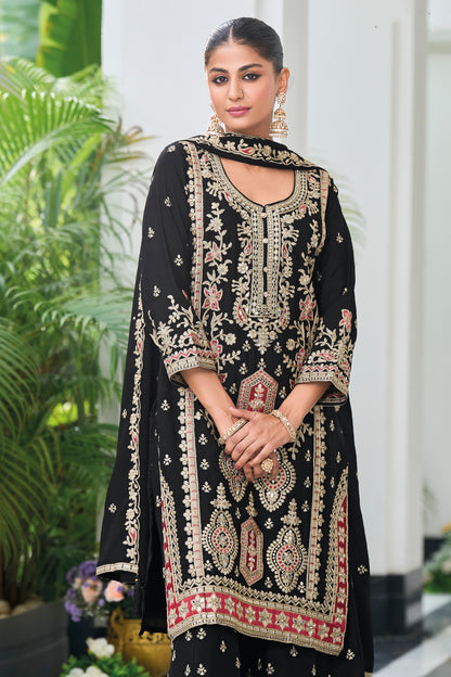 Gorgeous Black Palazzo Dupatta Suit - Indo Western Wedding Outfit For Women