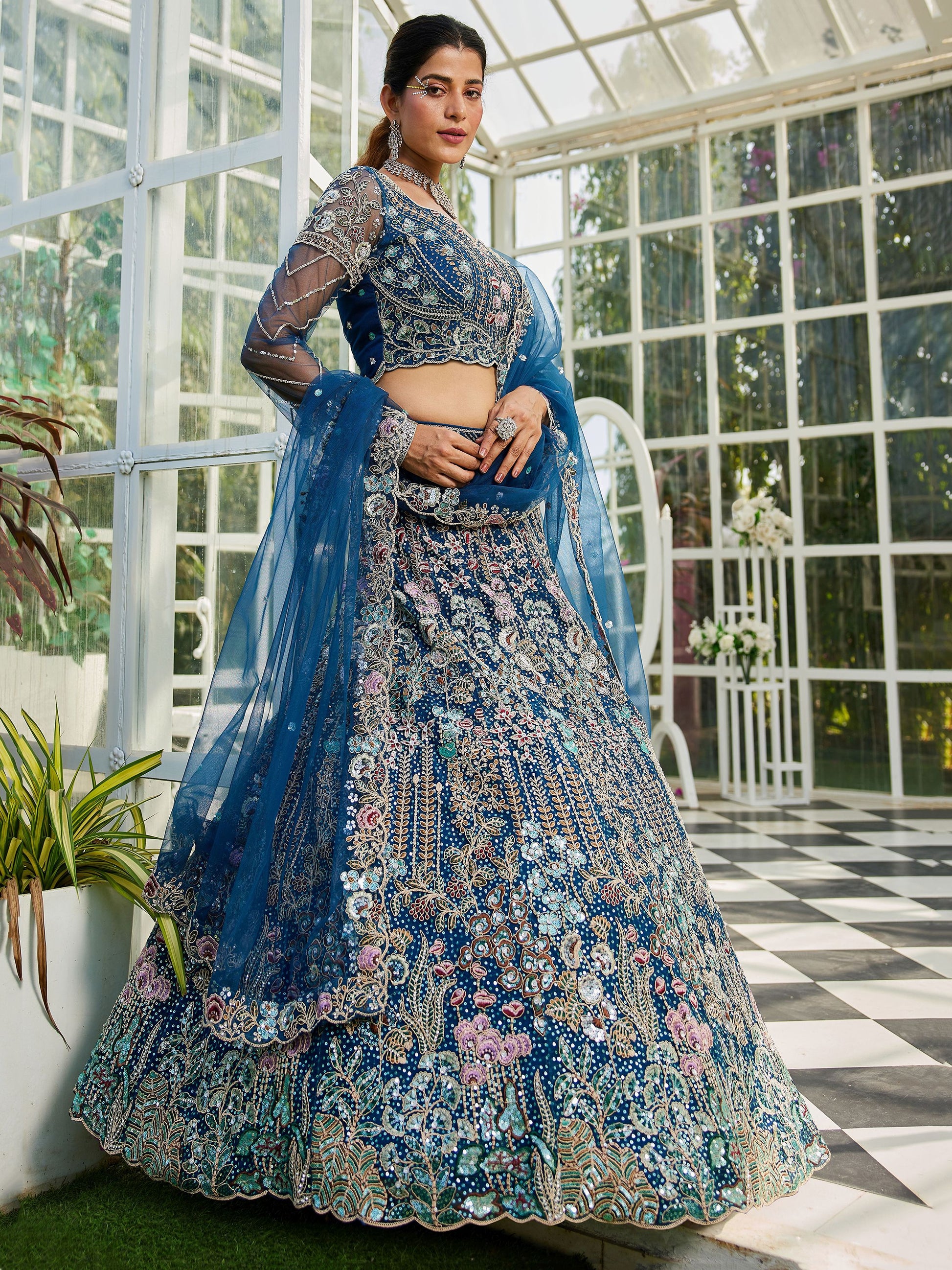 "Shop lehengas for festivals and weddings in America."
