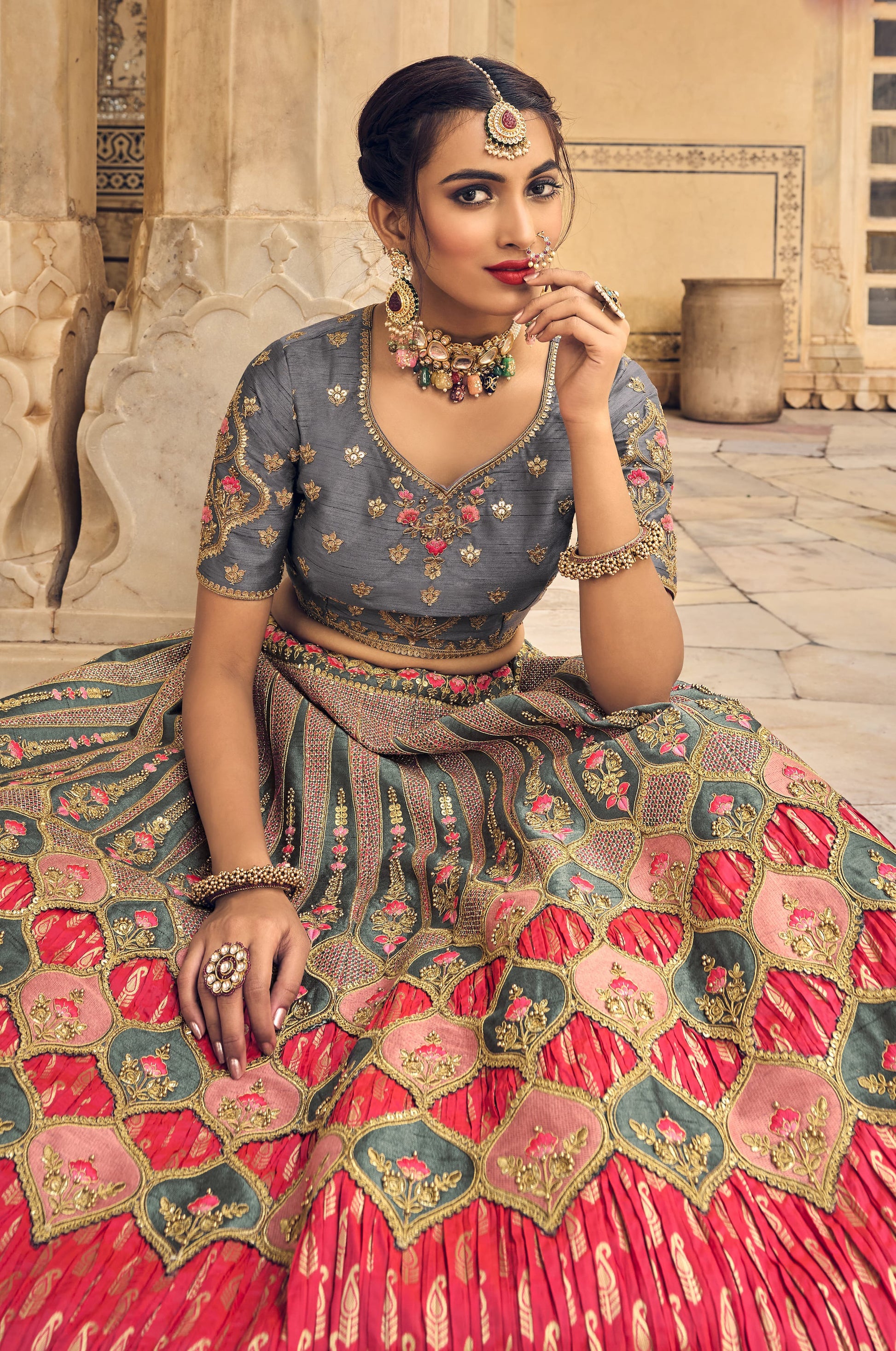 "Traditional lehengas for modern Indian Americans."

