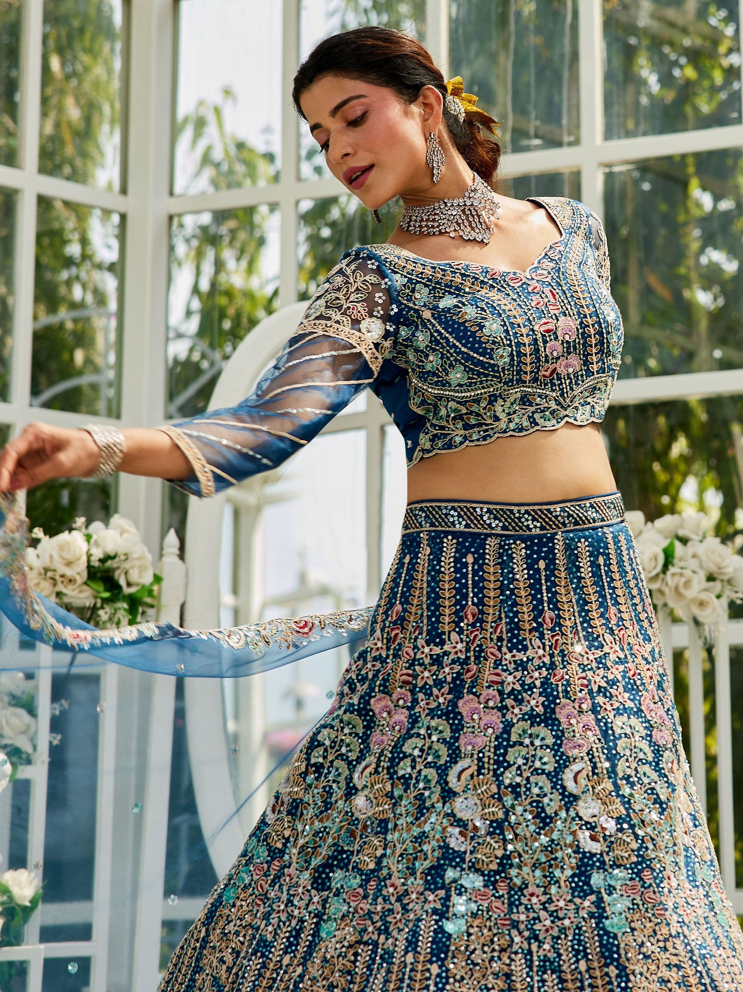 "Shop lehengas for festivals and weddings in America."
