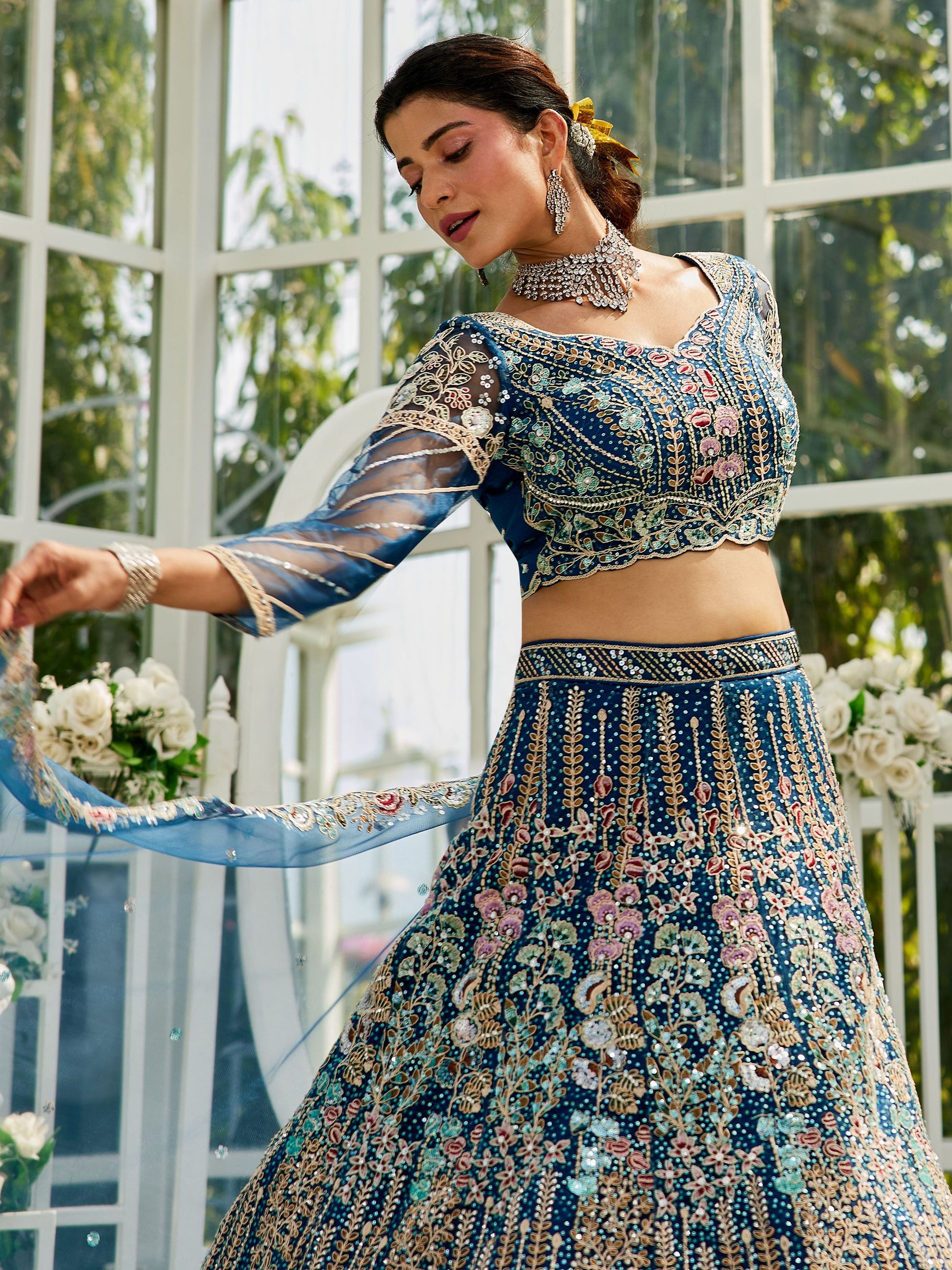 "Shop lehengas for festivals and weddings in America."
