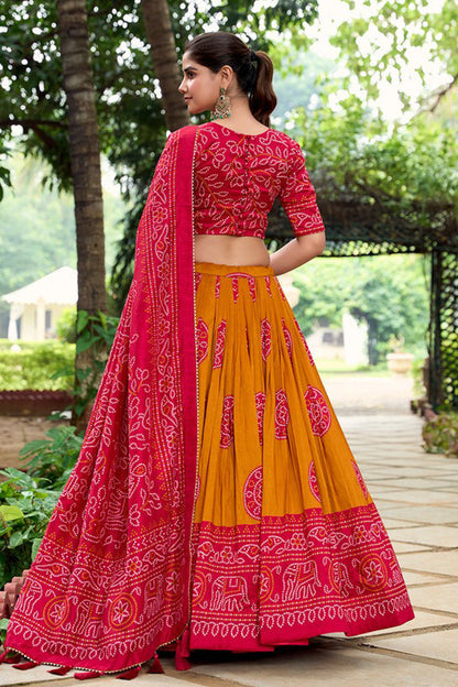 Western Style Dark Pink Color Printed Lehenga For Festival-Reception