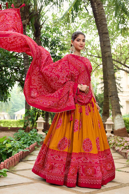 Western Style Dark Pink Color Printed Lehenga For Festival-Reception