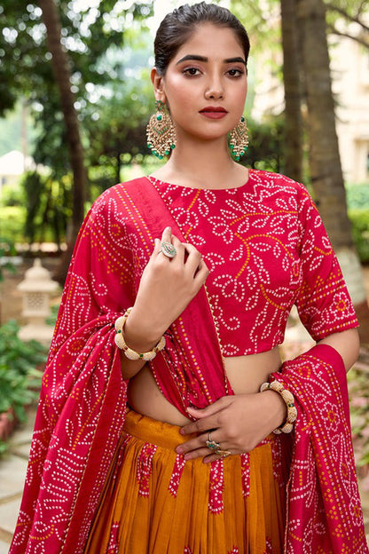 Western Style Dark Pink Color Printed Lehenga For Festival-Reception